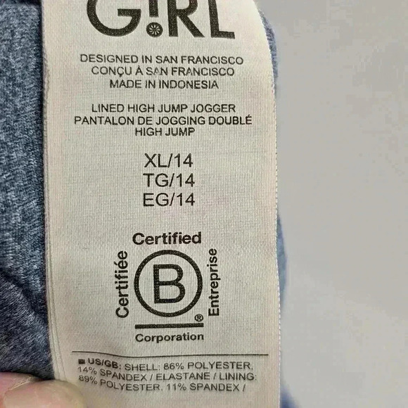 Athleta Girl Size XL Lined High Jump Jogger Blue Drawstring With Pockets - Picture 13 of 16